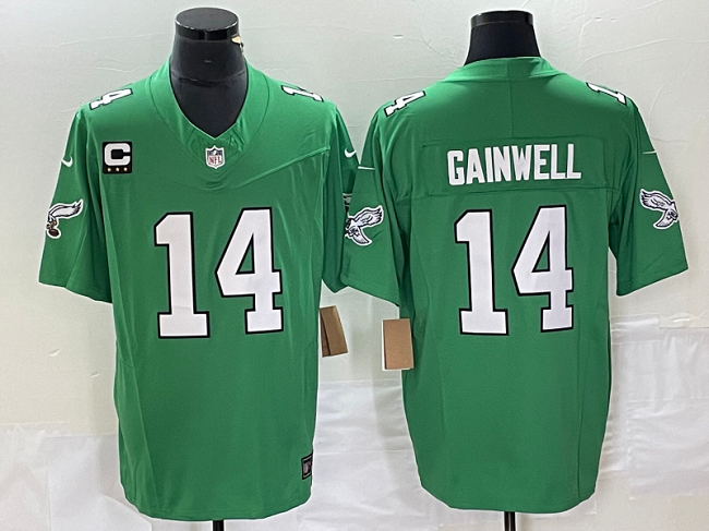 Men's Philadelphia Eagles #14 Kenneth Gainwell Green 2023 F.U.S.E. With 3-star C Patch Vapor Untouchable Stitched Football Jersey